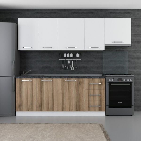 Minar 255 Cm Mutfak Dolabı Beyaz Dore 255-D4