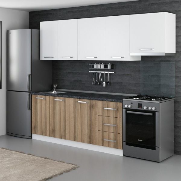 Minar 255 Cm Mutfak Dolabı Beyaz Dore 255-D4