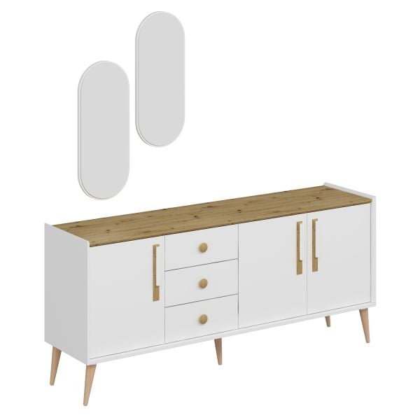 Mitra Konsol & Ayna - Beyaz/Artisan