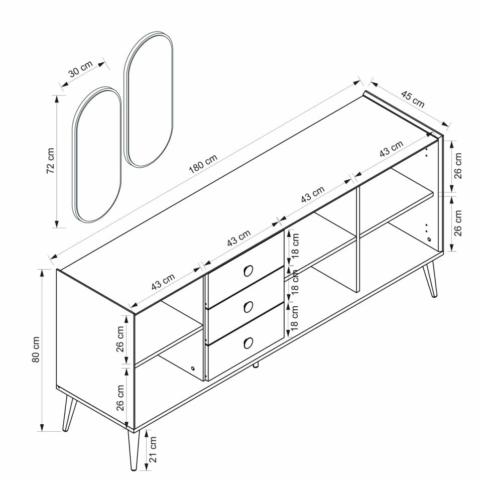 Mitra Konsol & Ayna - Beyaz/Artisan