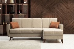 Zaden Sandıklı Bazalı L Köşe Koltuk Bej