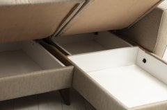 Zaden Sandıklı Bazalı L Köşe Koltuk Bej