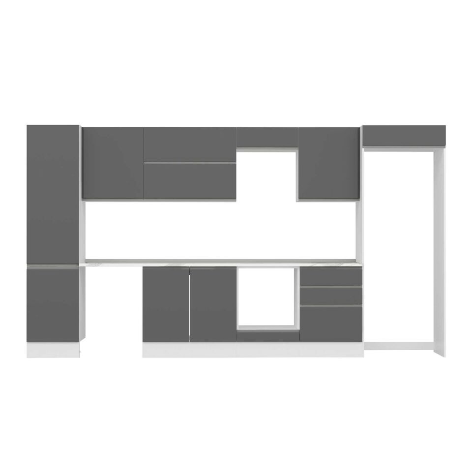 Alvinka 390X222 Cm High Gloss Mutfak Dolabı Mbb-E80B50S60-2 High Gloss | Antrasit - Suntalam