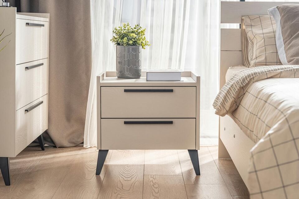 Ceramical KM1 2 Çekmeceli Komodin - Vizon Bej