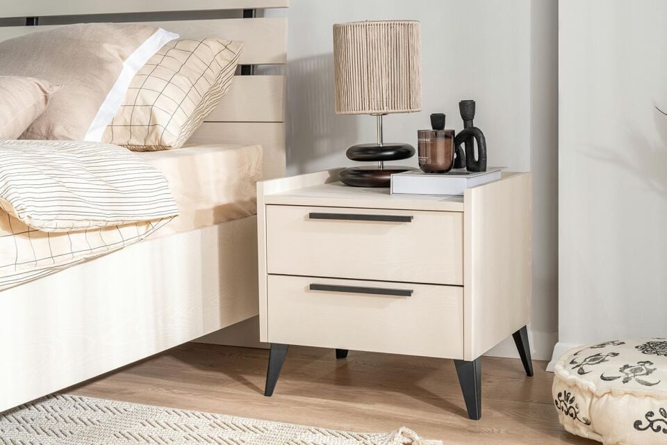 Ceramical KM1 2 Çekmeceli Komodin - Vizon Bej
