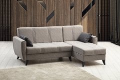 Zaden Sandıklı Bazalı L Köşe Koltuk Açık Gri