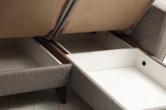 Zaden Sandıklı Bazalı L Köşe Koltuk Açık Gri