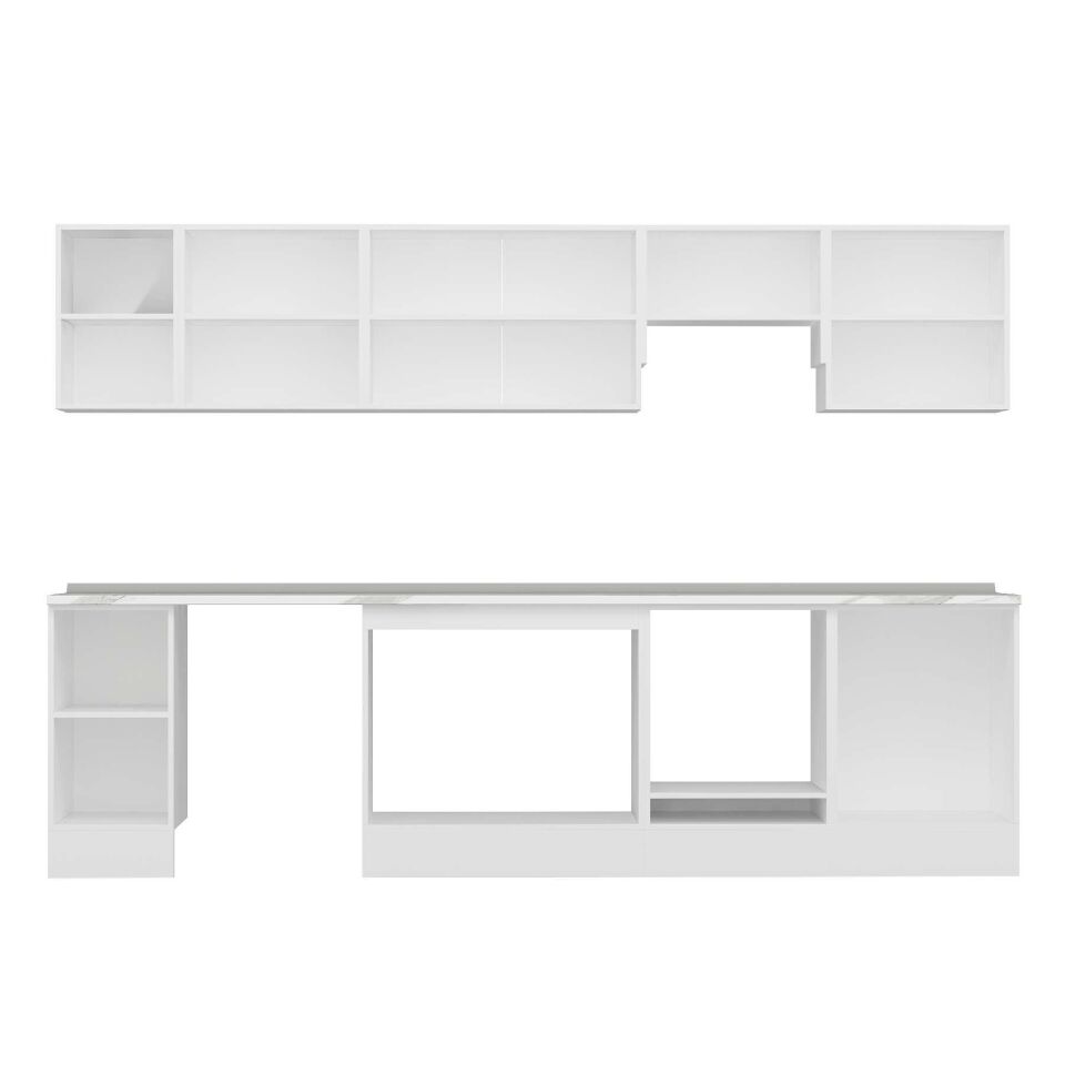 Alvinka 300X210 Cm Klasik Mebran Mutfak Dolabı M-E80S40S60-1 Mebran | Antrasit - Suntalam
