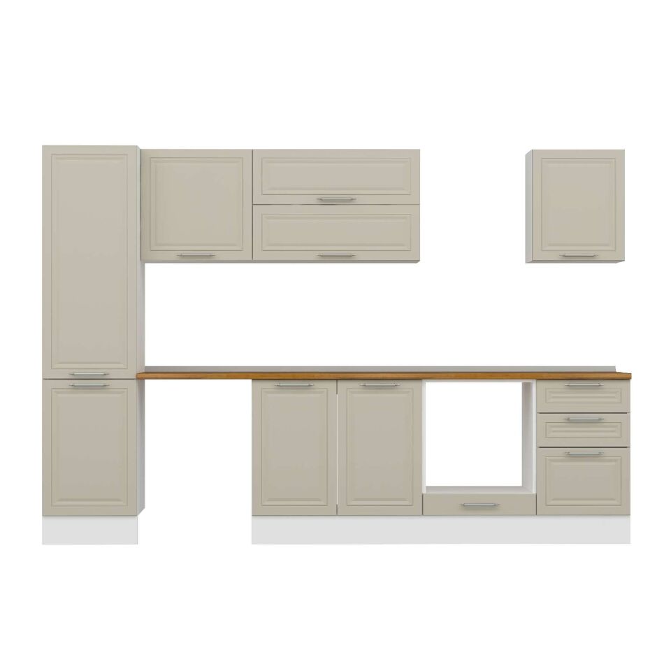 Alvinka 310X210 Cm Klasik Mebran Mutfak Dolabı Mb-E90B50S50-2 Mebran | Kumtaşı - Mdf