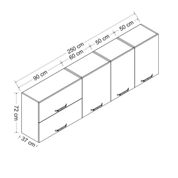 Minar 250 Cm Mutfak Dolabı Beyaz 250-B1-Üst Modül