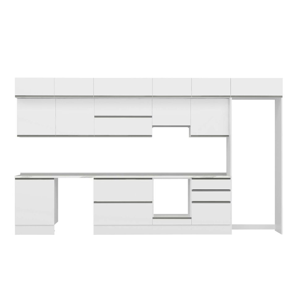 Alvinka 410X240 Cm High Gloss Mutfak Dolabı Mb-E90S60S60-1 High Gloss | Beyaz - Suntalam