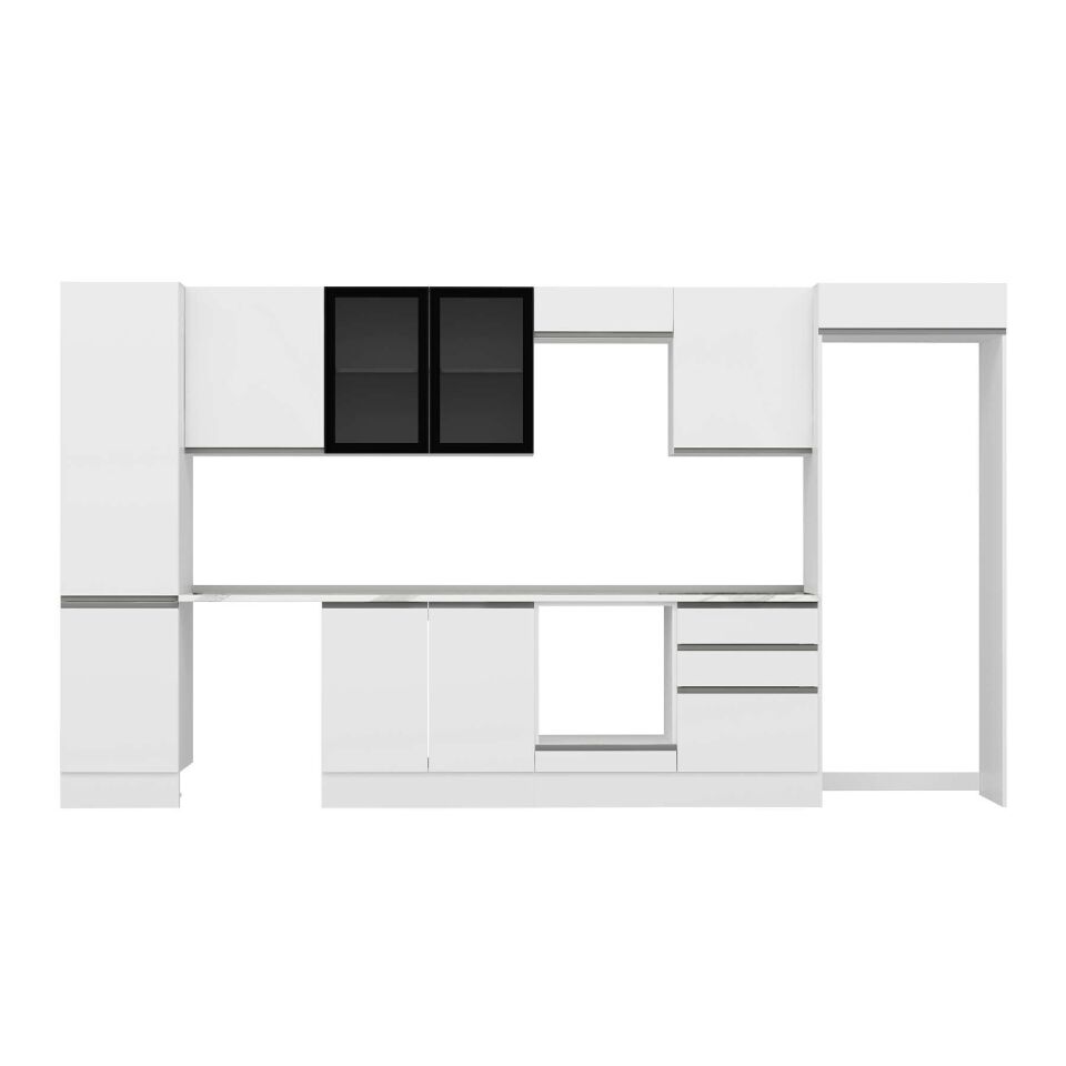 Alvinka 390x222 Cm High Gloss Mutfak Dolabı Mbb-E80B50S60-3 High Gloss | Beyaz - Mdf