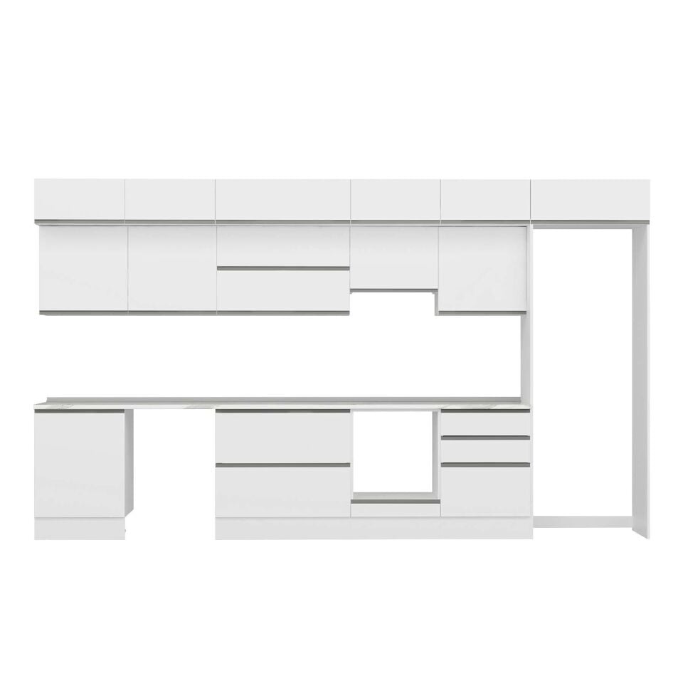 Alvinka 410X240 Cm High Gloss Mutfak Dolabı Mb-E90S60S60-1 High Gloss | Beyaz - Mdf