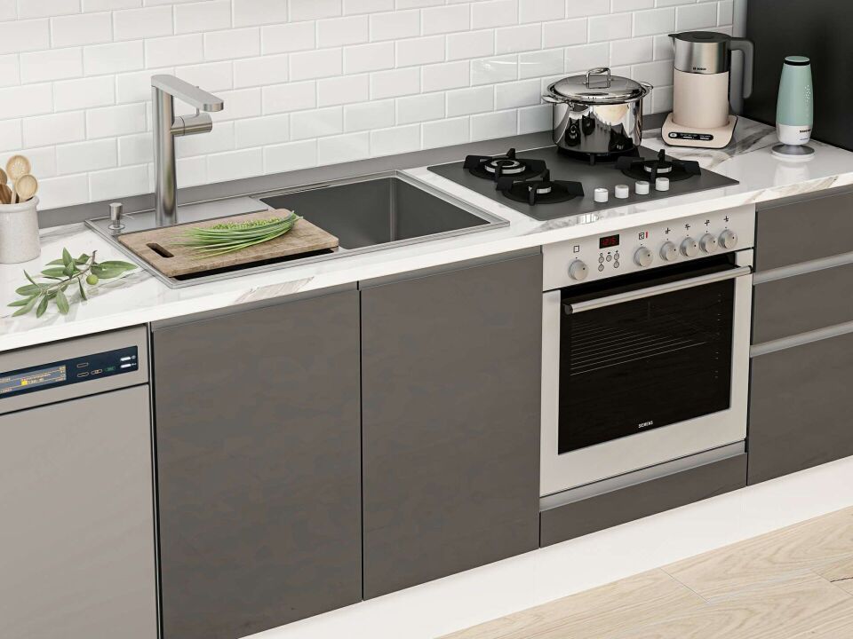 Alvinka 290X210 Cm High Gloss Mutfak Dolabı M-E80S50S40-2 High Gloss | Antrasit - Suntalam