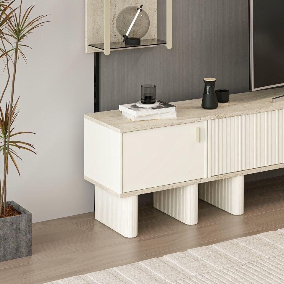 Valento Tv Ünitesi Yan Modül-Aytaşı-Traverten