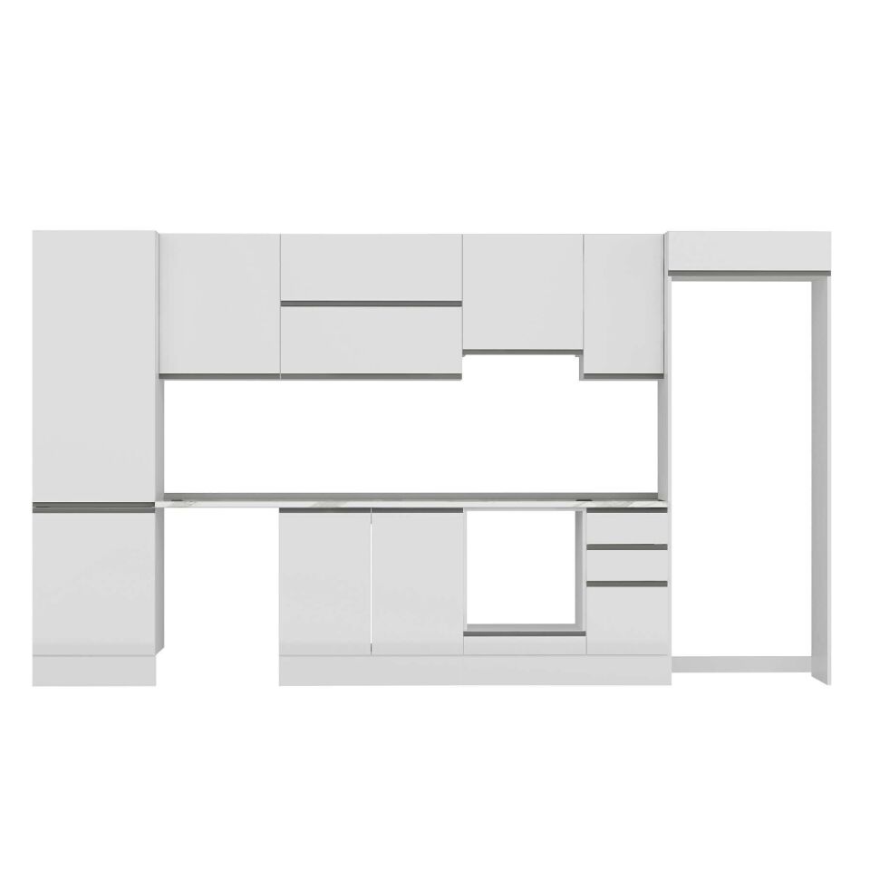 Alvinka 380X222 Cm High Gloss Mutfak Dolabı Mbb-E80B60S40-1 High Gloss | Beyaz - Suntalam
