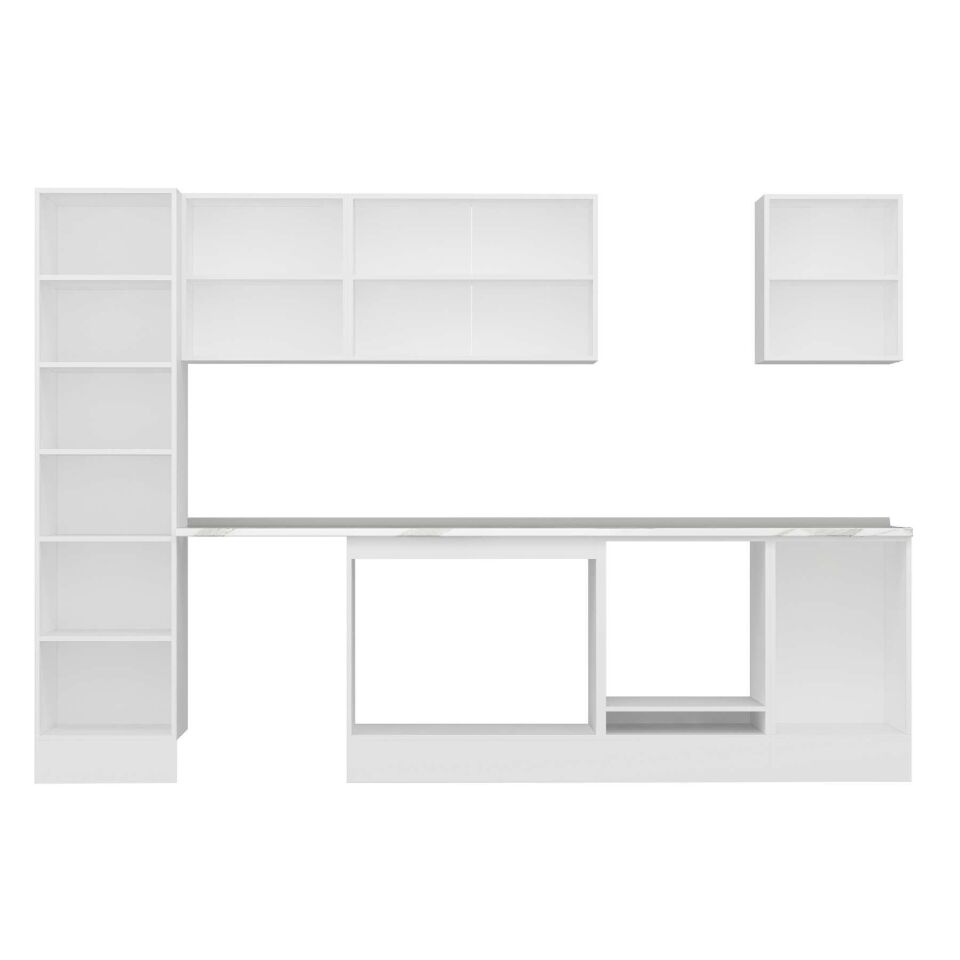 Alvinka 310X210 Cm Klasik Mebran Mutfak Dolabı Mb-E90B50S50-3 Mebran | Antrasit - Mdf