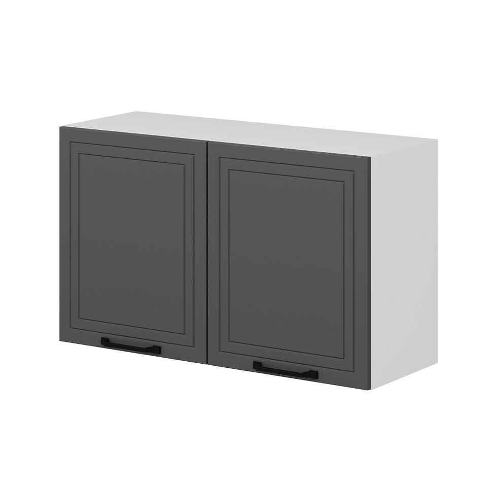 Alvinka Mutfak Modül Mbr_A Üst 2Dk1R 100-H60Cm Dolap Beyaz Antrasit Mdf