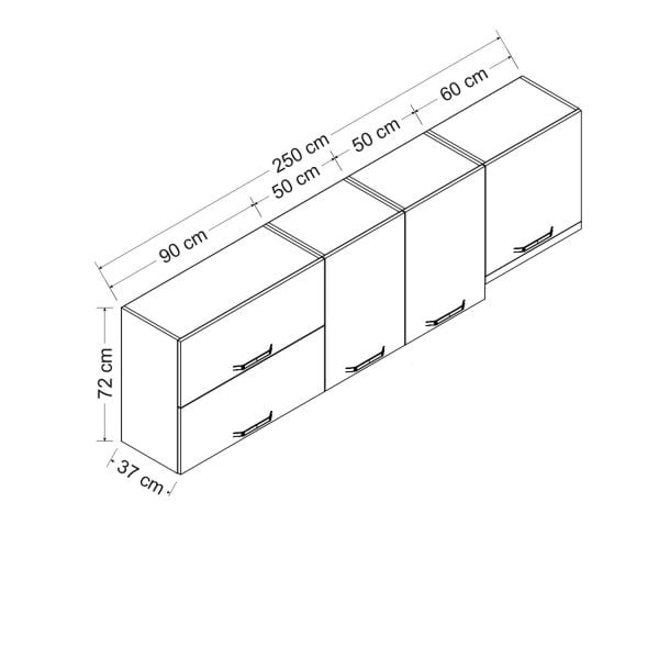 Minar 250 Cm Mutfak Dolabı Beyaz 250-B7-Üst Modül