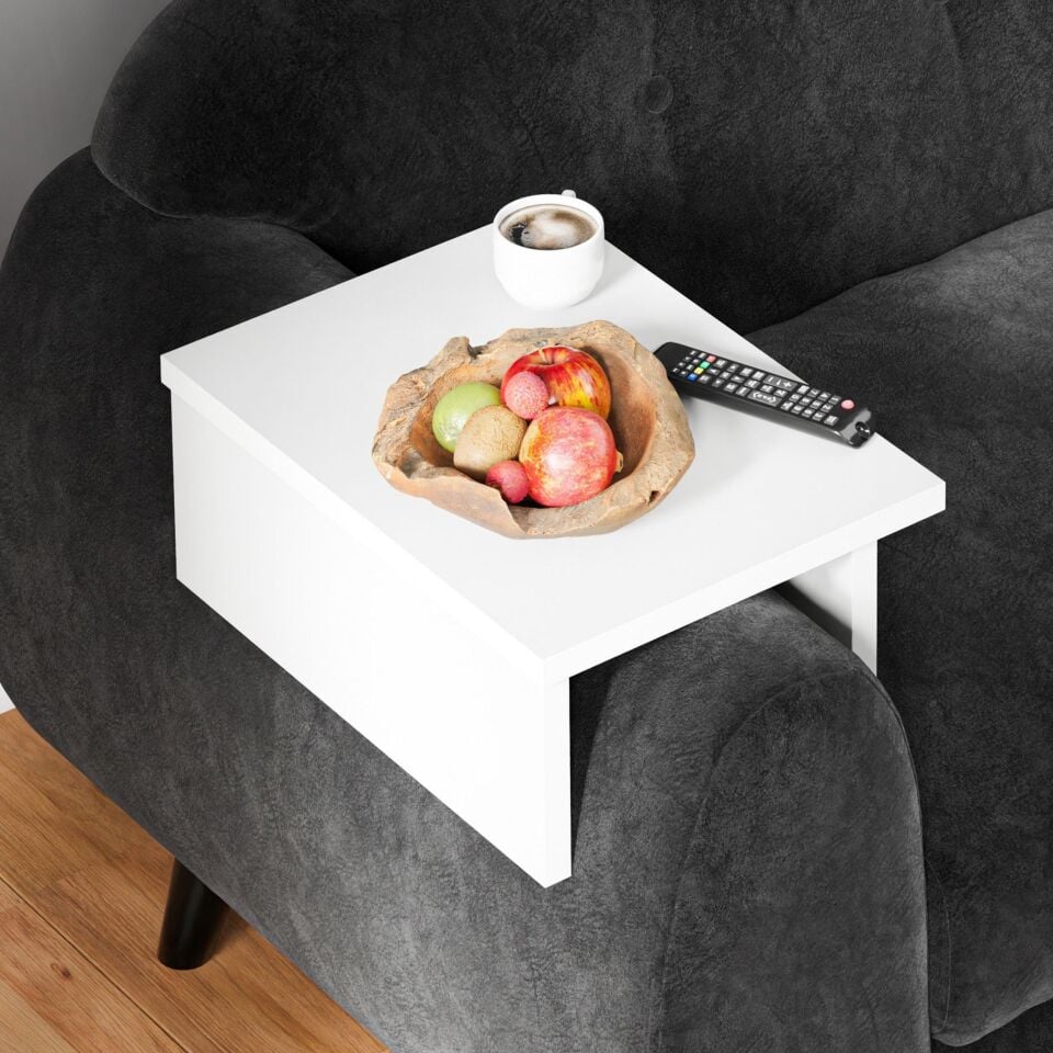 Cera KLS Ayarlanabilir Koltuk Sehpası Yan Sehpa - Beyaz