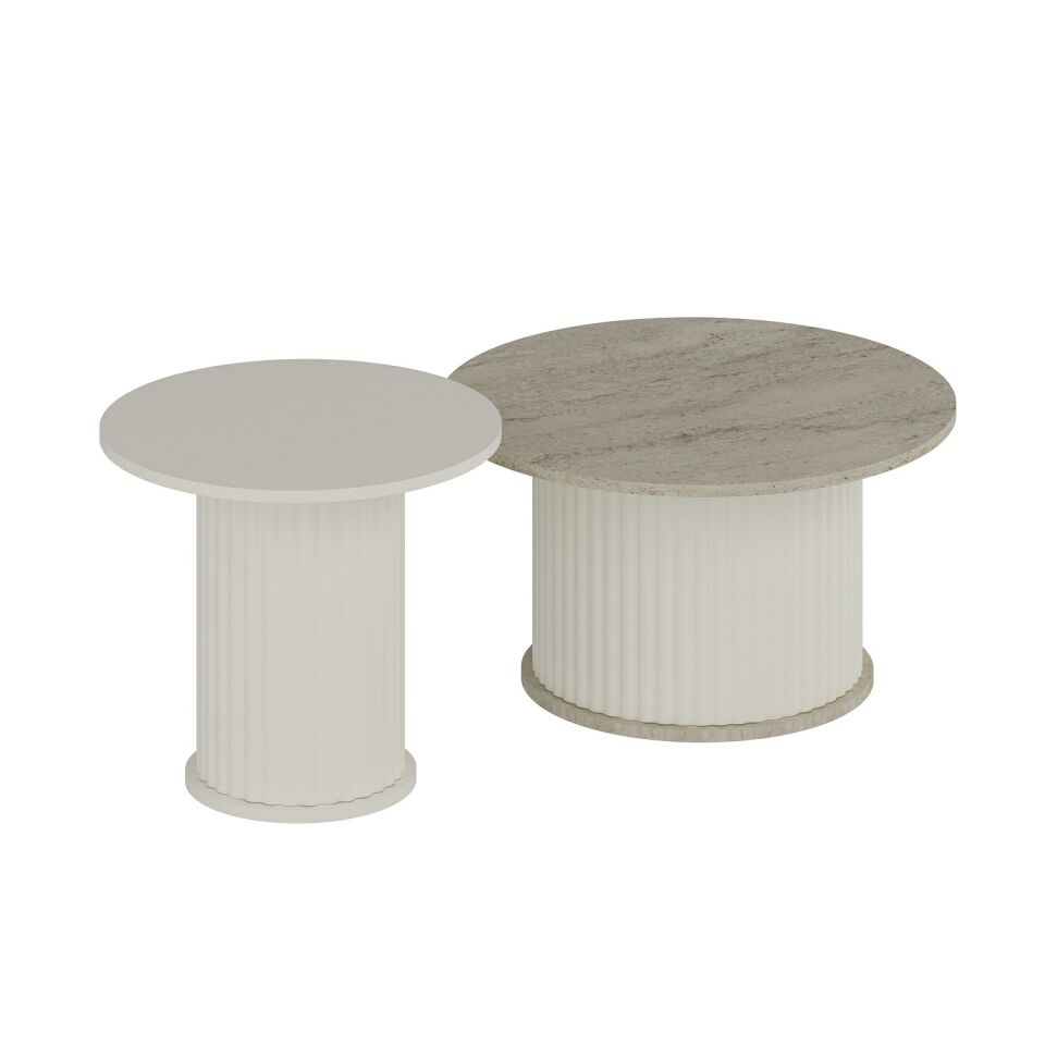 Valento Yuvarlak Orta Sehpa-Aytaşı-Traverten