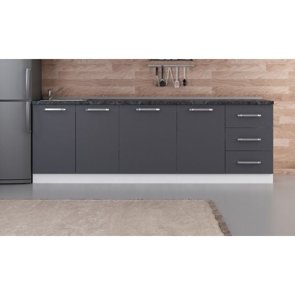 Minar 250 Cm Mutfak Dolabı Beyaz Antrasit 250-A1-Alt Modül