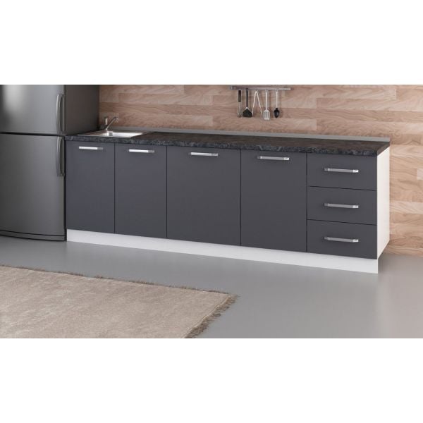 Minar 250 Cm Mutfak Dolabı Beyaz Antrasit 250-A1-Alt Modül