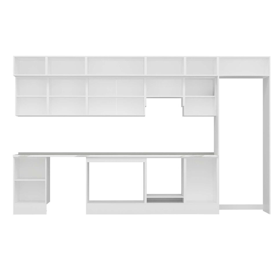Alvinka 390X240 Cm Klasik Mebran Mutfak Dolabı Mb-E90S50S50-1 Mebran | Kumtaşı - Suntalam