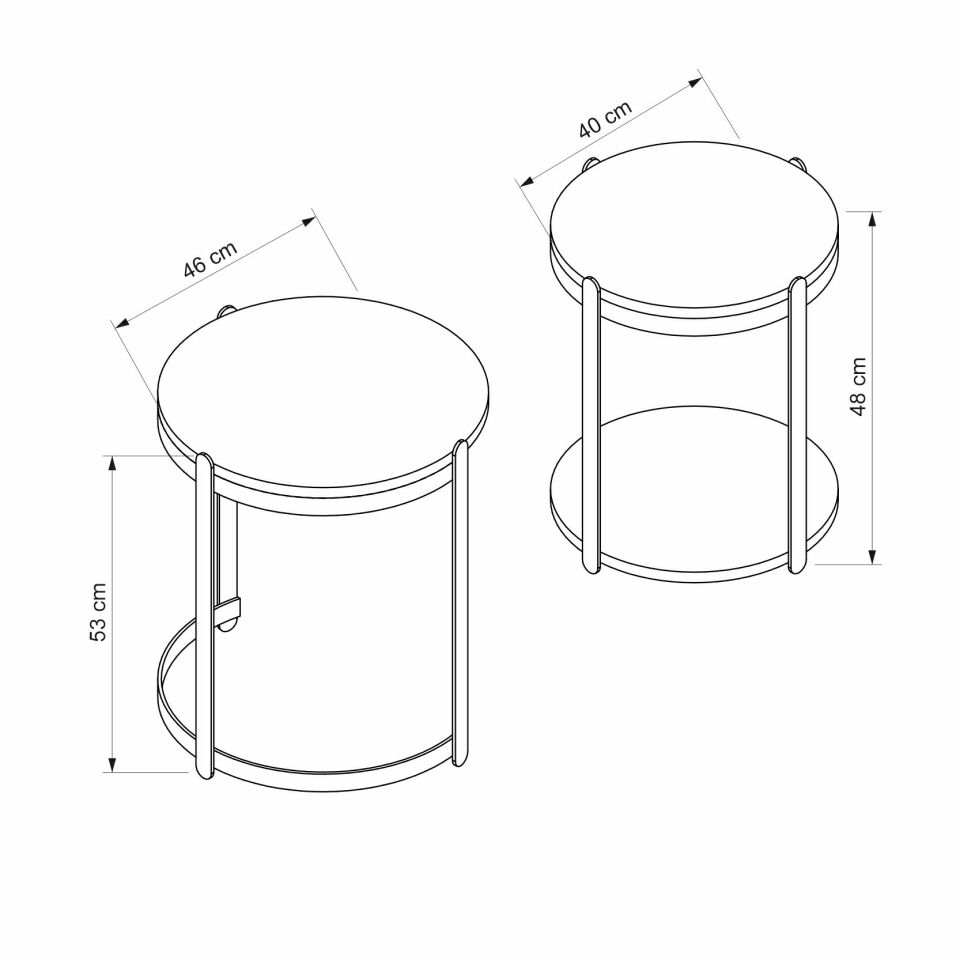 Valento Zigon Sehpa Büyük 2Li Metal