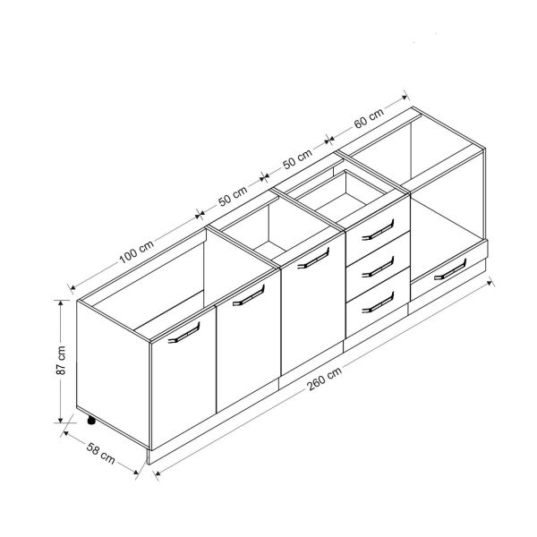 Minar 260 Cm Mutfak Dolabı Beyaz 260-B6