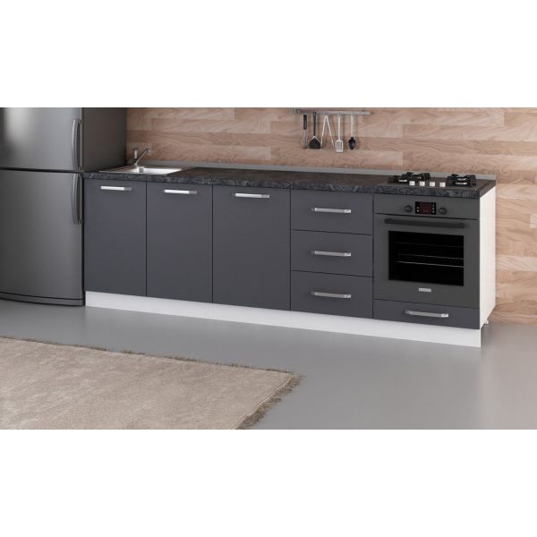 Minar 250 Cm Mutfak Dolabı Beyaz Antrasit 250-A3-Alt Modül