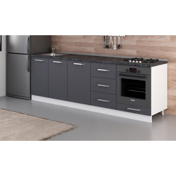 Minar 250 Cm Mutfak Dolabı Beyaz Antrasit 250-A3-Alt Modül