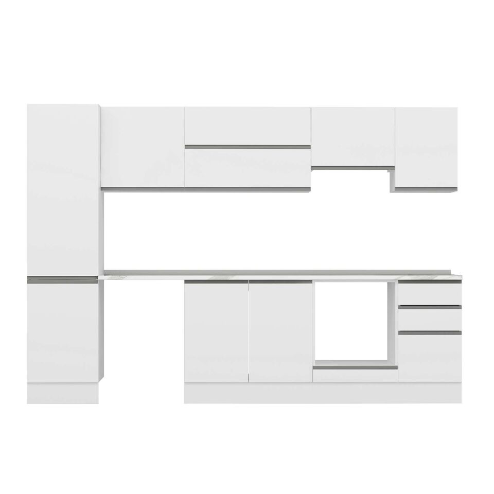 Alvinka 295X210 Cm High Gloss Mutfak Dolabı M-E80S50S45-1 High Gloss | Beyaz - Suntalam