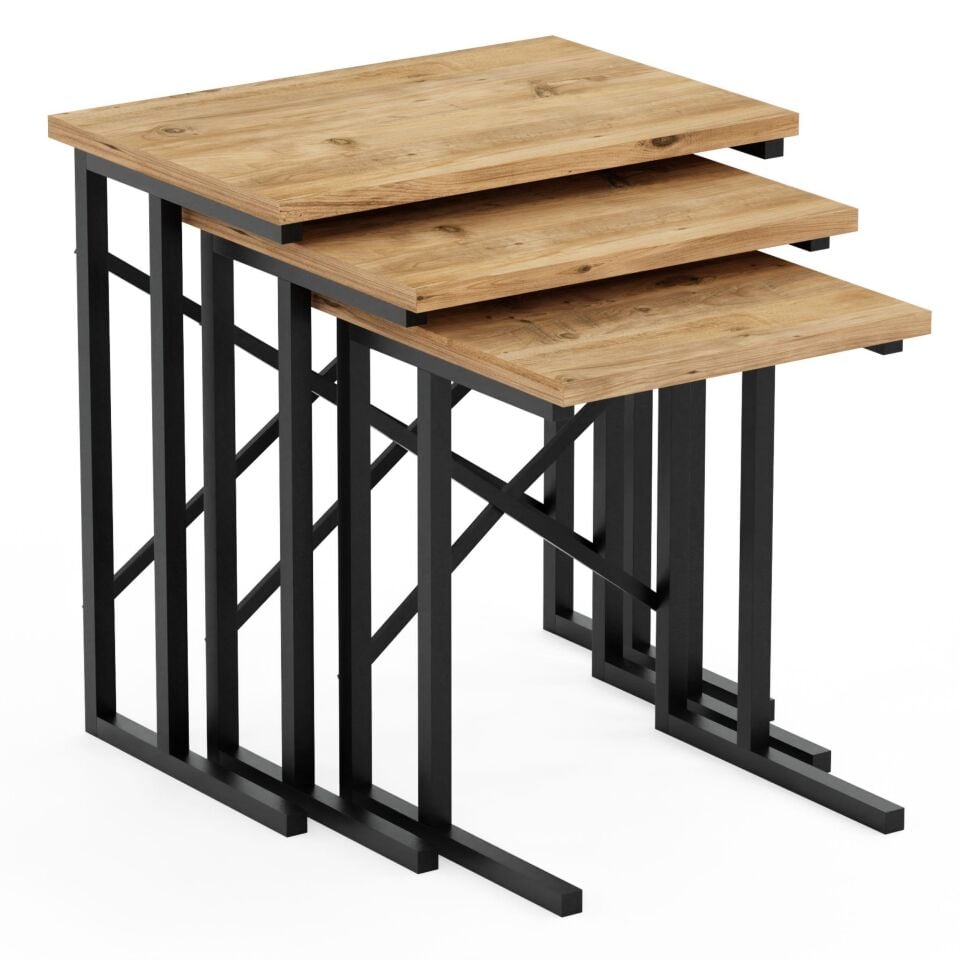 Cera ZG2 Metal Ayaklı Zigon Sehpa - Çam