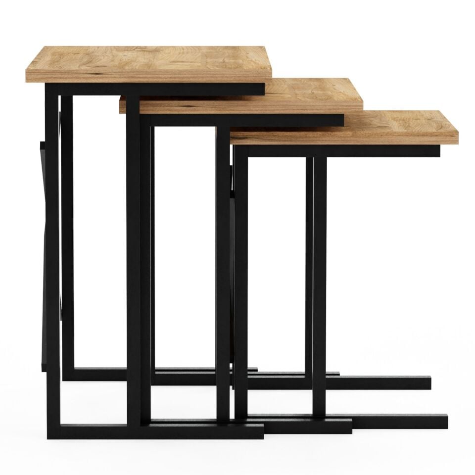 Cera ZG2 Metal Ayaklı Zigon Sehpa - Çam