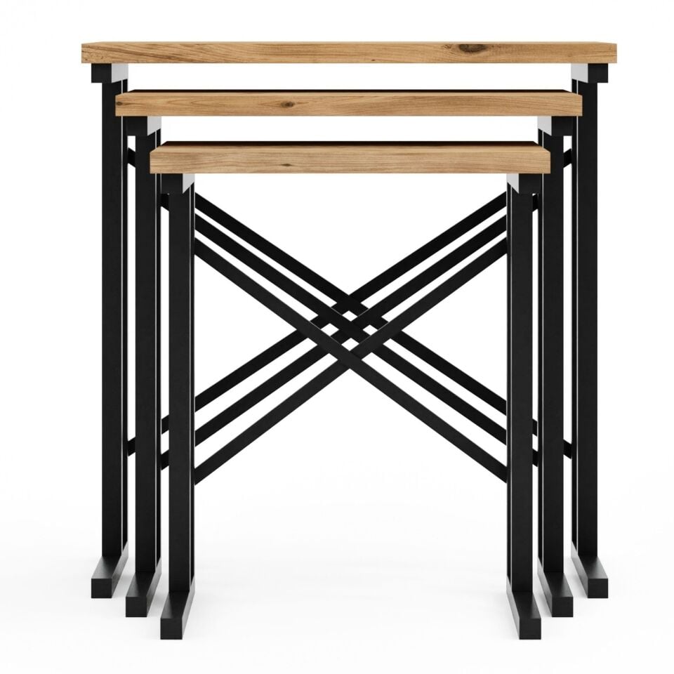 Cera ZG2 Metal Ayaklı Zigon Sehpa - Çam