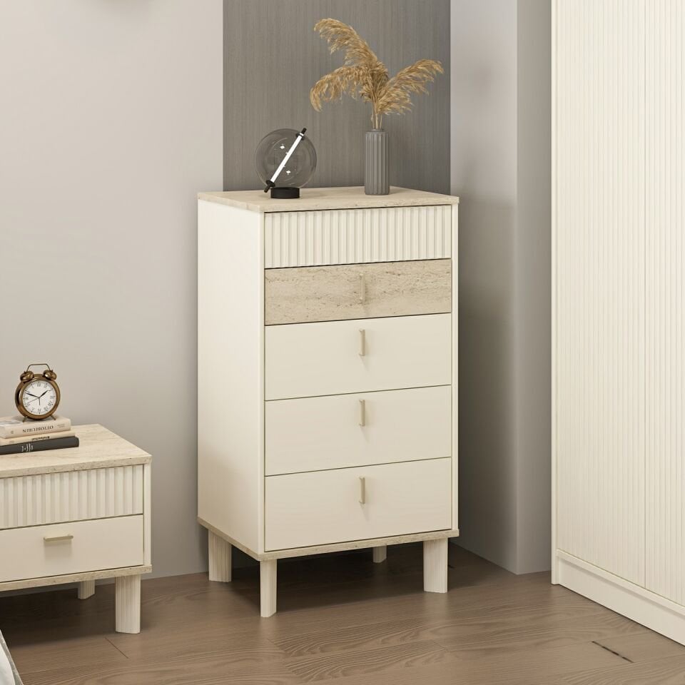 Valento Yüksek Şifonyer 5Ç Mbrn-Aytaşı-Traverten