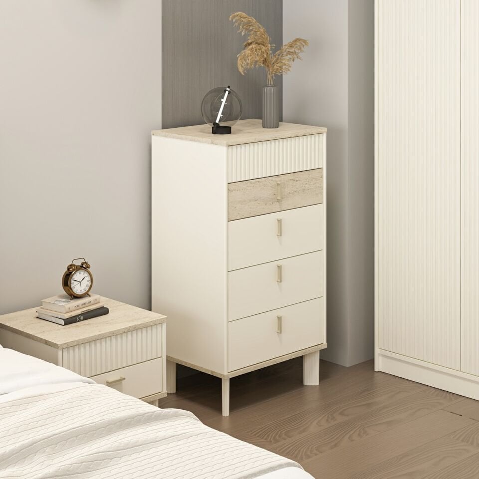 Valento Yüksek Şifonyer 5Ç Mbrn-Aytaşı-Traverten