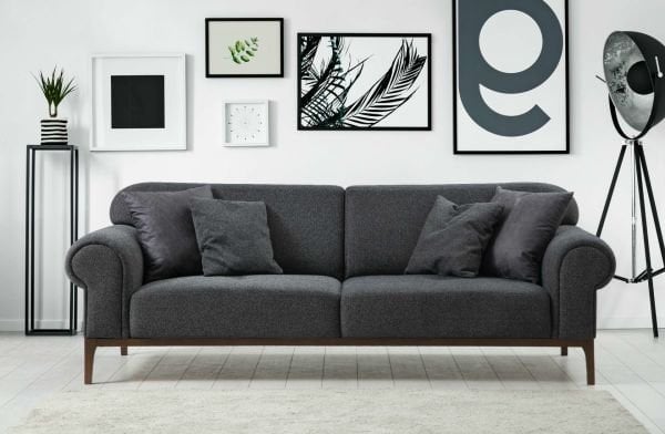 London Sırt Mekanzimalı 3+3+1 Berjer Koltuk Takımı Ares Beyaz + Koyu Gri