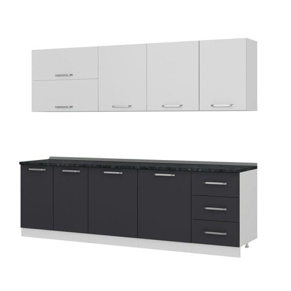 Minar 260 Cm Mutfak Dolabı Beyaz Antrasit 260-A1