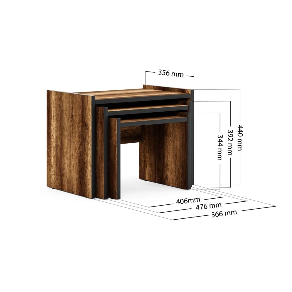 Cera ZG4 3'lü Zigon Sehpa - Ceviz