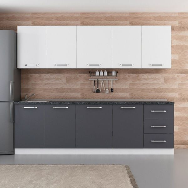 Minar 260 Cm Mutfak Dolabı Beyaz Antrasit 260-A2