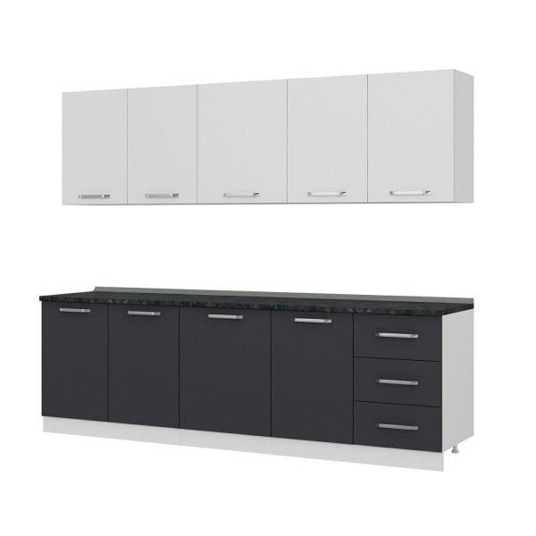 Minar 260 Cm Mutfak Dolabı Beyaz Antrasit 260-A2