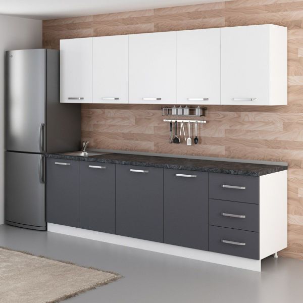 Minar 260 Cm Mutfak Dolabı Beyaz Antrasit 260-A2