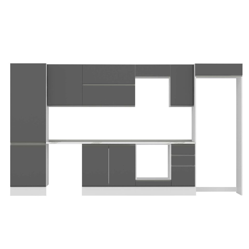 Alvinka 380X222 Cm High Gloss Mutfak Dolabı Mbb-E80B60S40-2 High Gloss | Antrasit - Mdf
