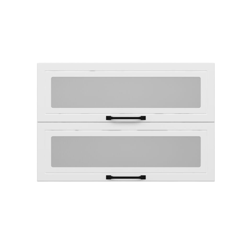 Alvinka Mutfak Modül Mbr_A Üst 2Yk1R 90-H60Cm Dolap Cam Beyaz Beyaz