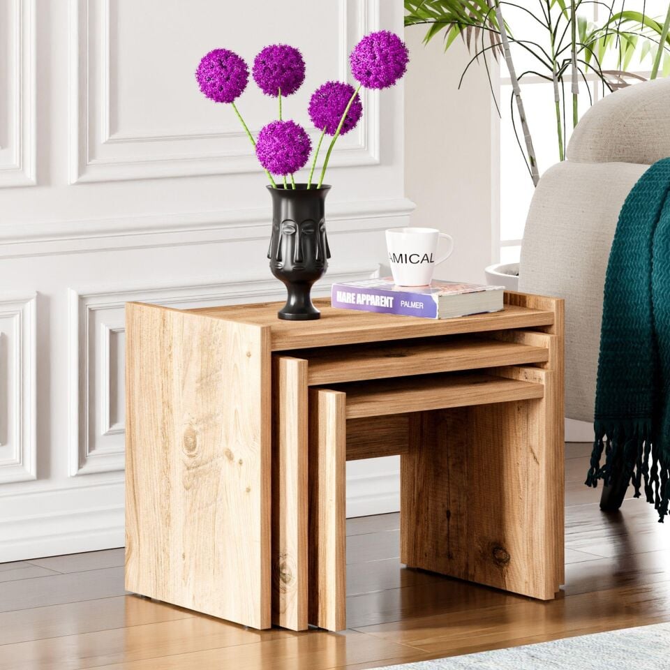 Cera ZG4 3'lü Zigon Sehpa - Çam