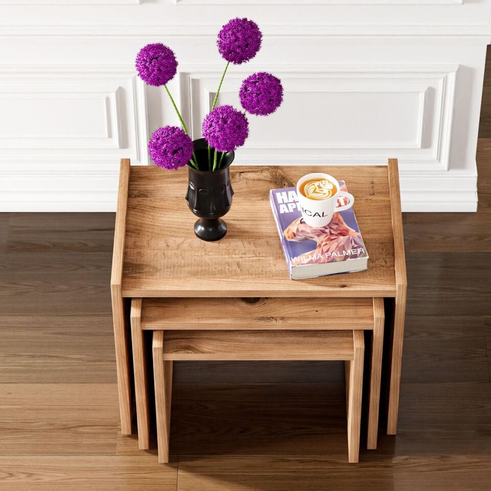 Ceramical ZG4 3'lü Zigon Sehpa - Çam