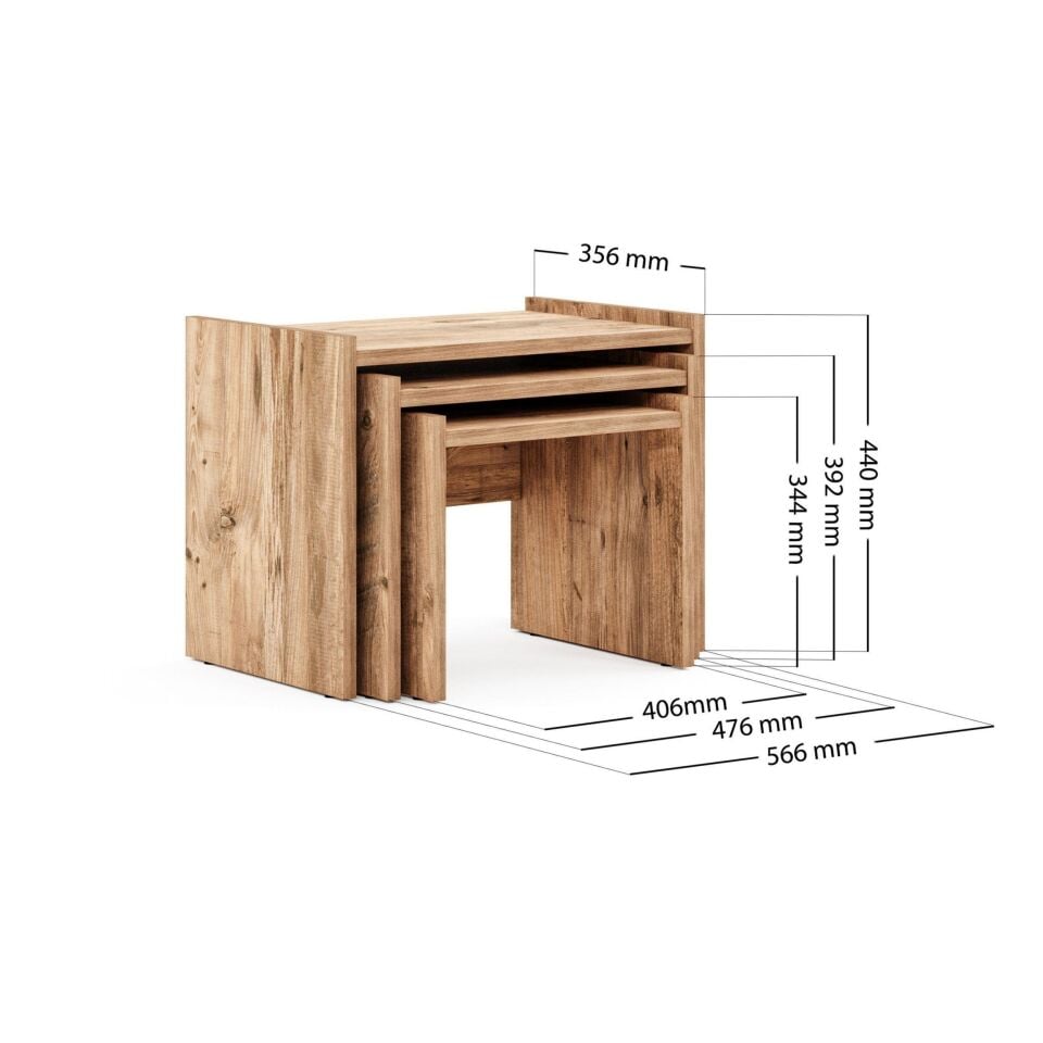 Cera ZG4 3'lü Zigon Sehpa - Çam