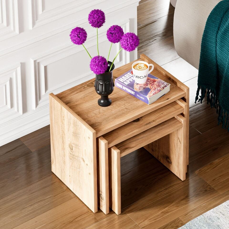 Cera ZG4 3'lü Zigon Sehpa - Çam